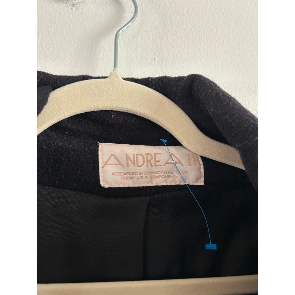 Andrea II Vintage Black Wool Blend Overcoat Button Front Coat - Picture 3 of 4